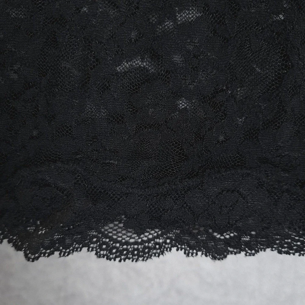 Free People Top Womens XS Black Floral Lace Sheer Coquette Fairy Goth Y2K